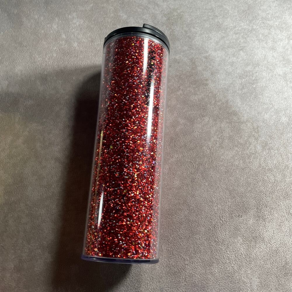 Starbucks Red Chic Chunky Glitter with Black Lid School Office Tumbler Girly